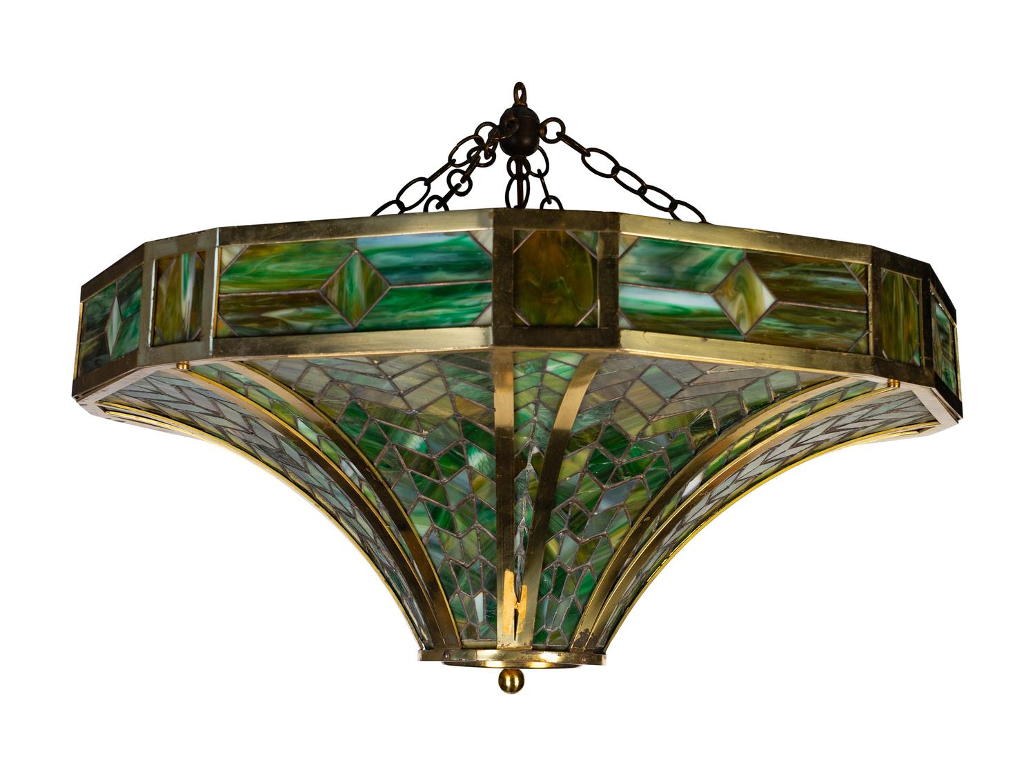 A Leaded Glass Hanging Fixture