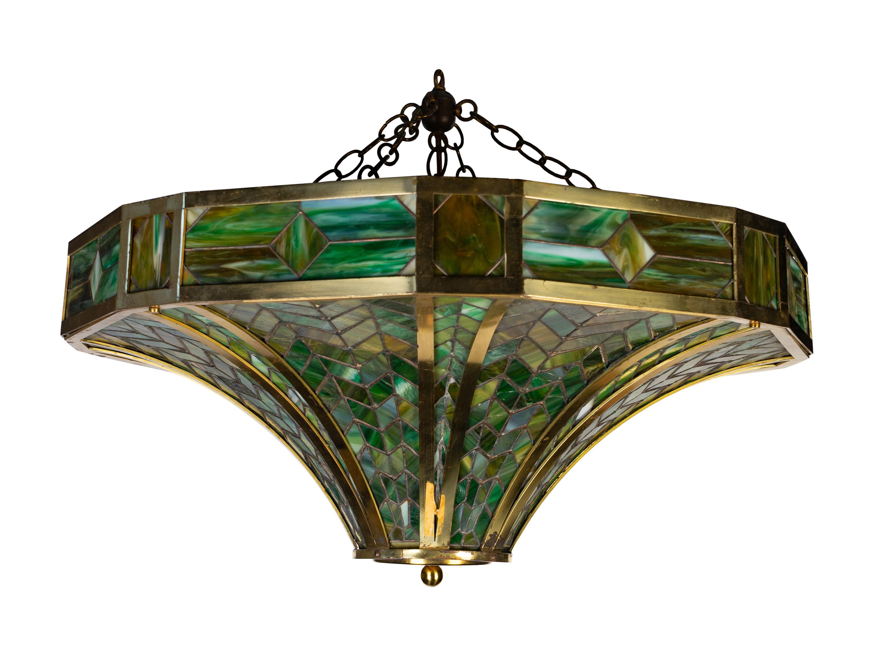 A Leaded Glass Hanging Fixture