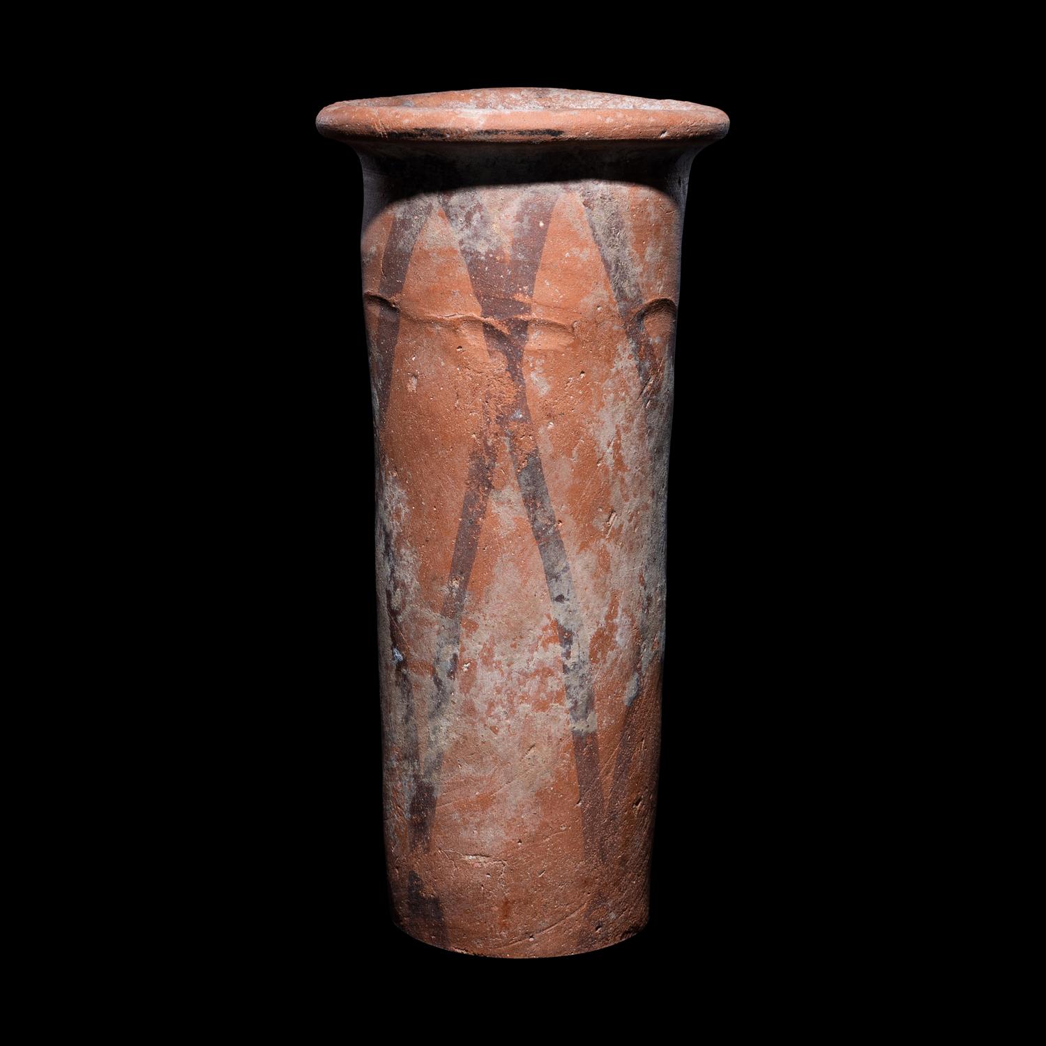 An Egyptian Painted Terracotta Cylinder Jar