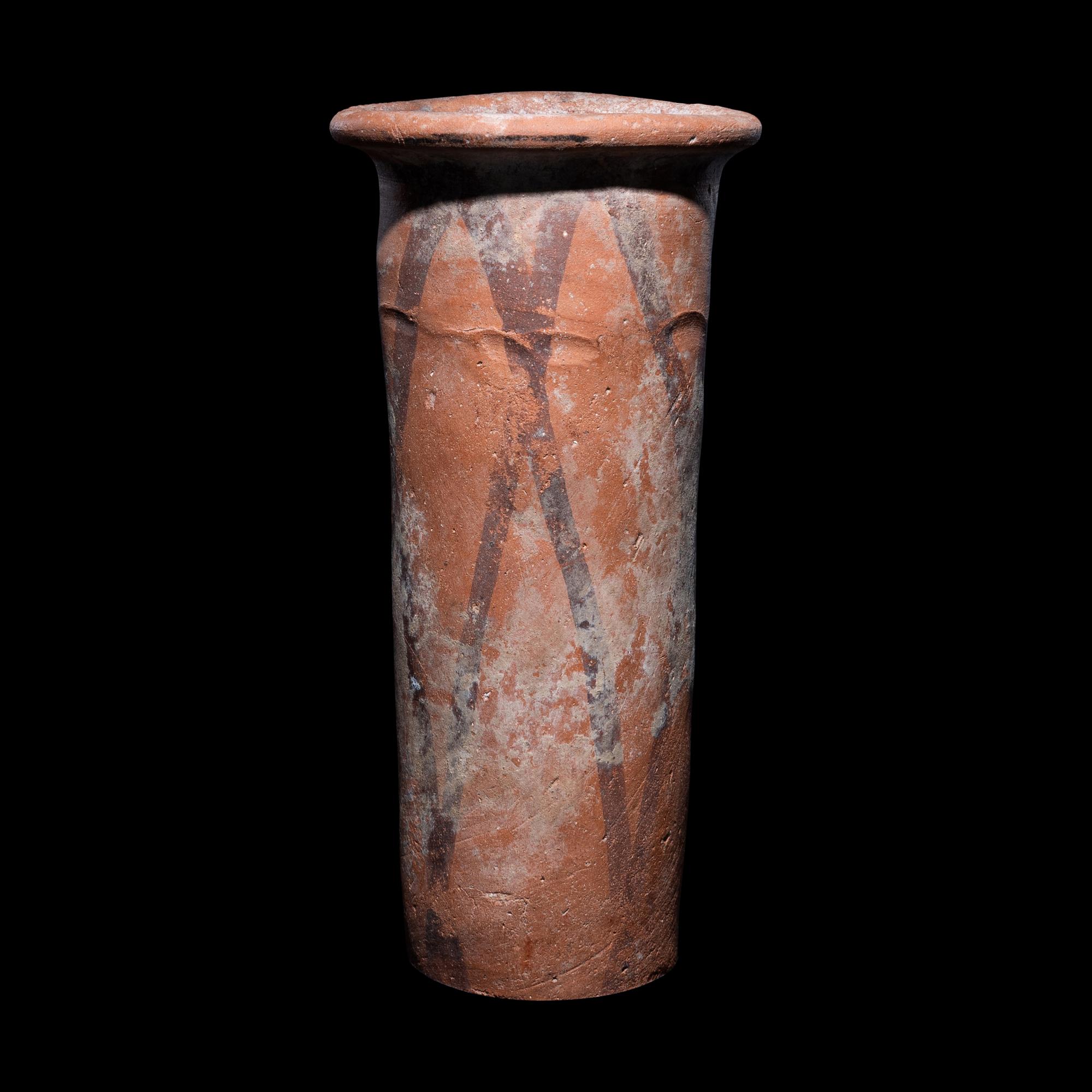 An Egyptian Painted Terracotta Cylinder Jar