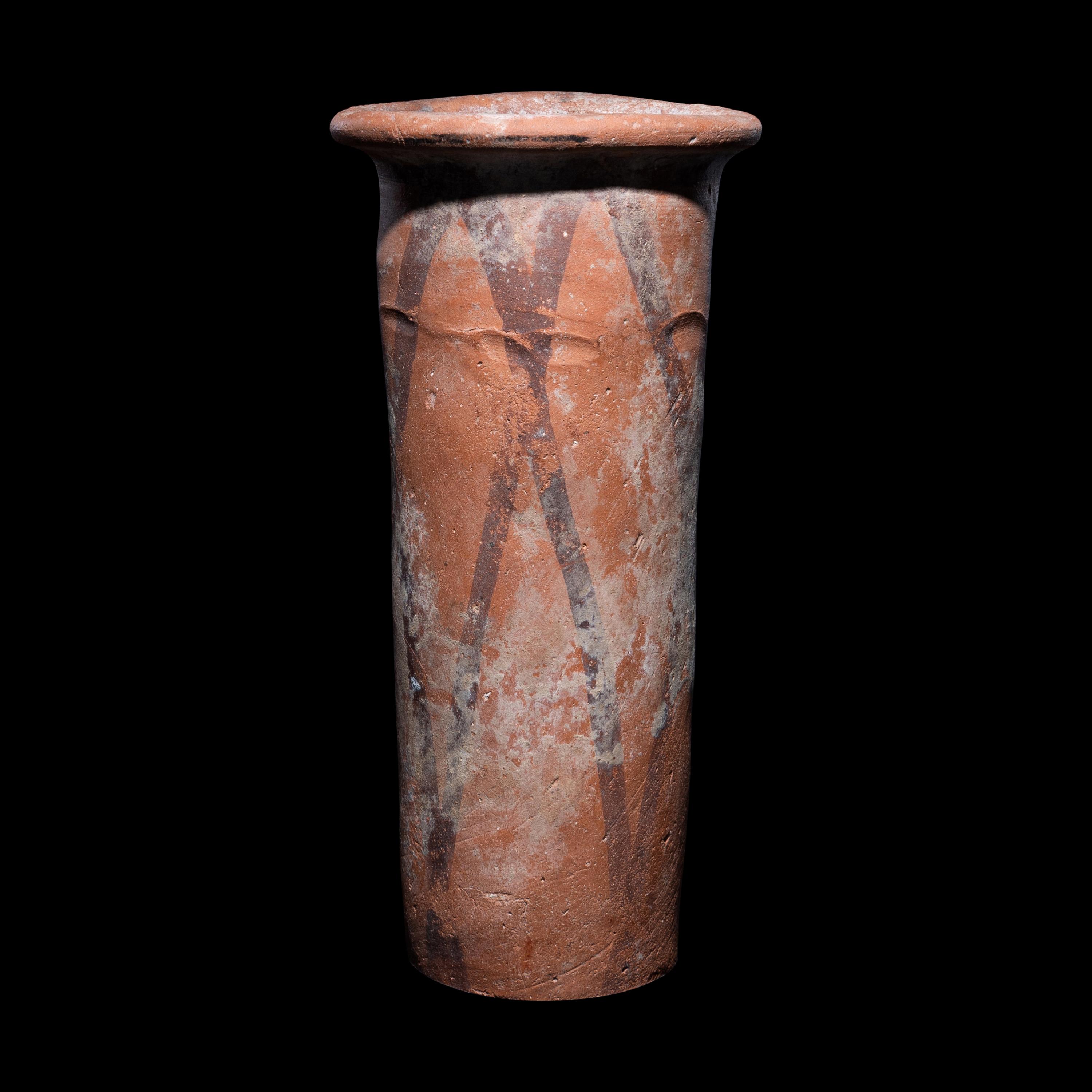 An Egyptian Painted Terracotta Cylinder Jar