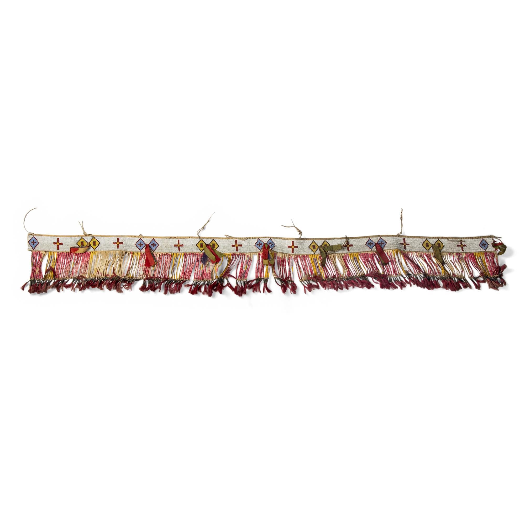 Sioux Beaded and Quilled Hide Strip, Possibly a Wrap for a Drum
