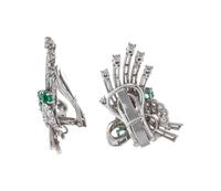 DIAMOND AND EMERALD EARCLIPS