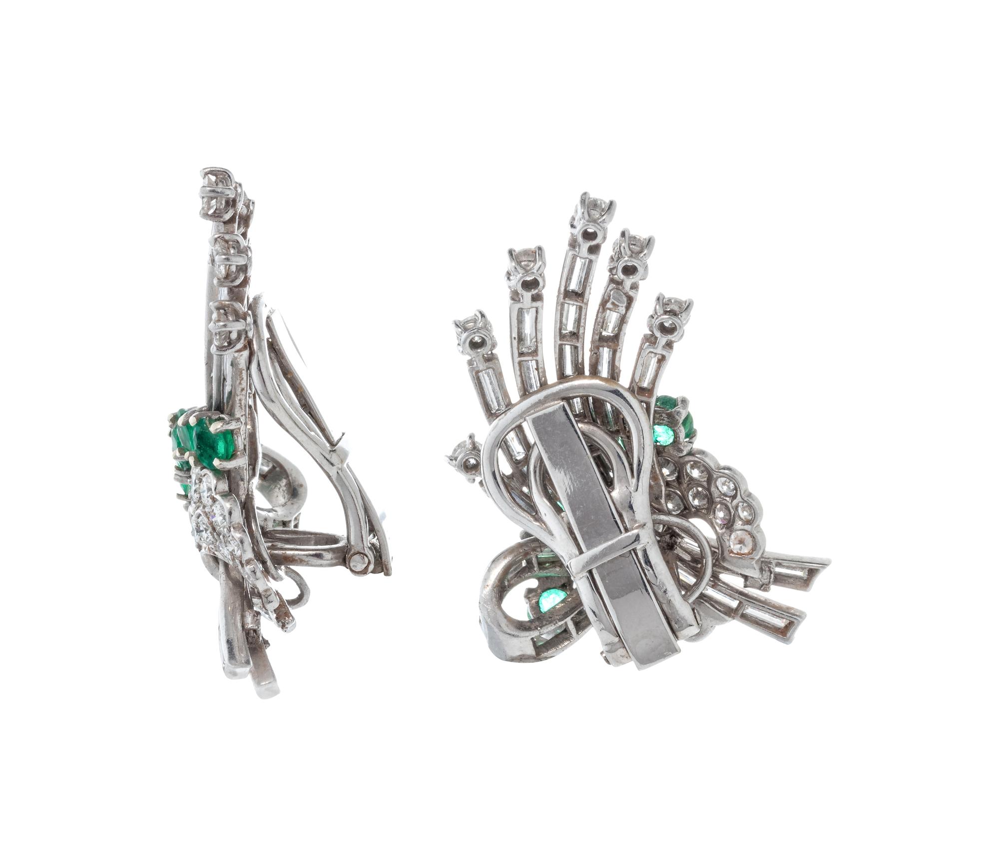 DIAMOND AND EMERALD EARCLIPS