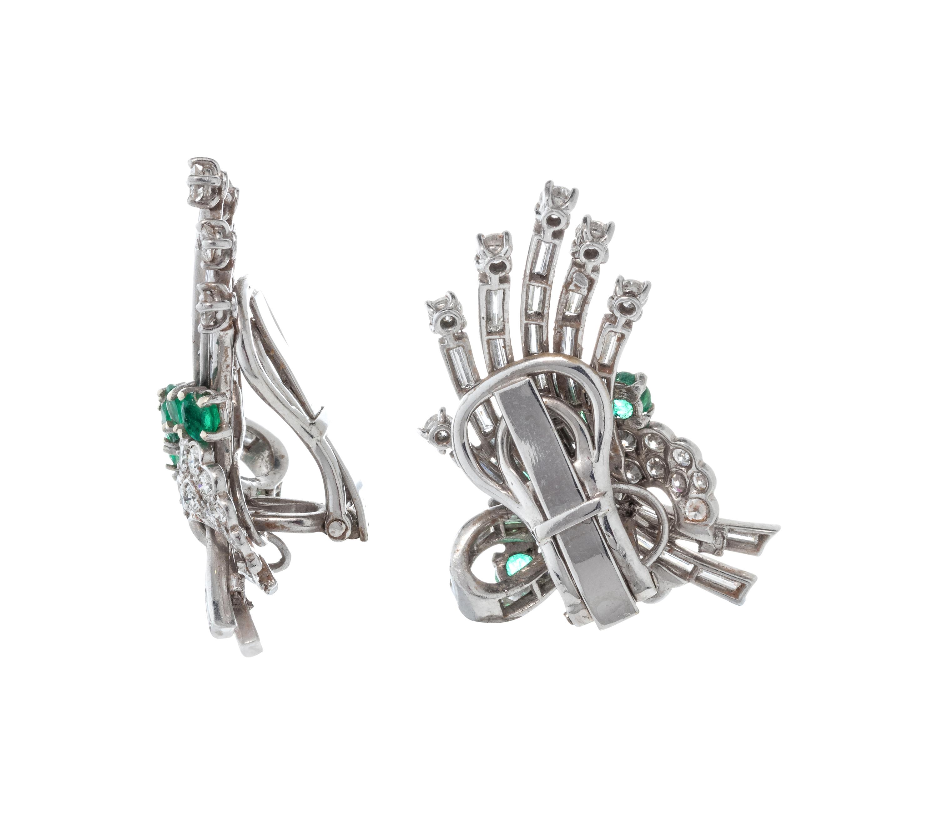 DIAMOND AND EMERALD EARCLIPS
