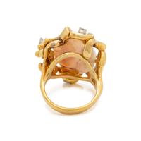 YELLOW GOLD, OPAL AND DIAMOND RING