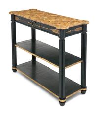 An Empire Style Painted and Gilt Bronze Mounted Faux Marble Top Console Table