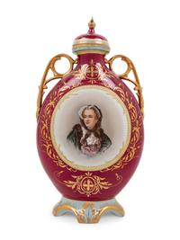 A Vienna Painted and Parcel Gilt Porcelain Flask