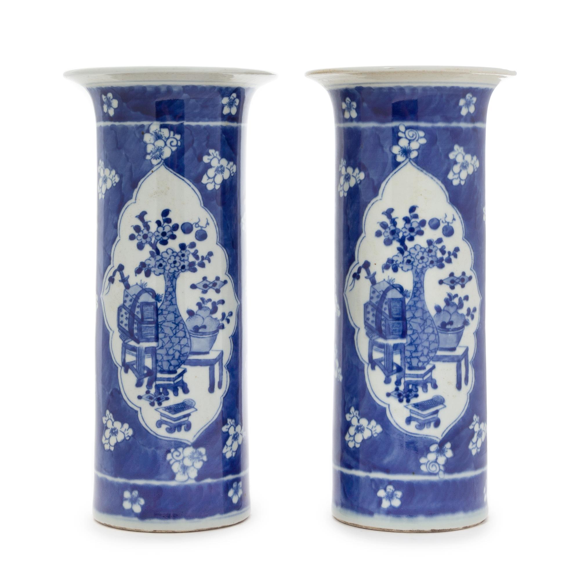 A Pair of Blue and White Porcelain Vases — 19TH CENTURY