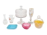 Seven American Glass Table Articles