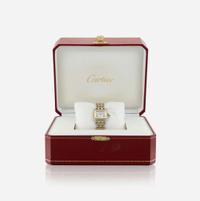 A lady's bicolor stainless steel and gold bracelet watch, Cartier Panthere, Ref. 1120, "Double row"