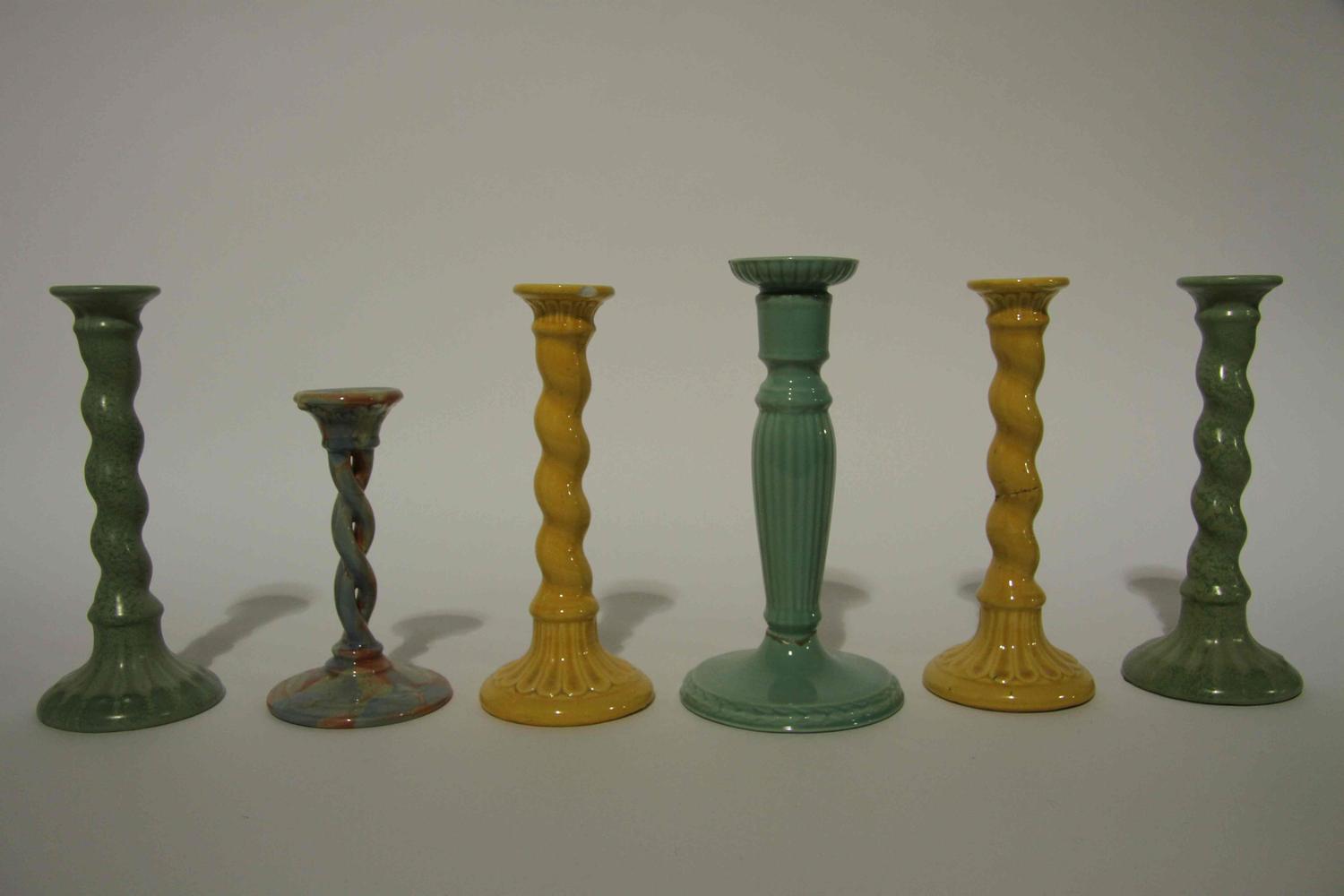 Six Haeger Pottery Candlesticks Height of tallest 10 1/4 inches.