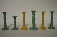 Six Haeger Pottery Candlesticks Height of tallest 10 1/4 inches.