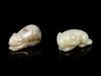 Two Chinese Jade Figures of Mice