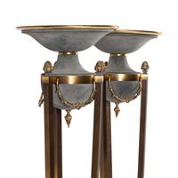 A Pair of Empire Style Brass and Glass Floor Lamps