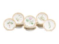 A Set of Nineteen Royal Copenhagen Flora Danica Porcelain Bread Plates