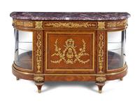 A Louis XVI Style Gilt Bronze Mounted Mahogany Marble-Top Server