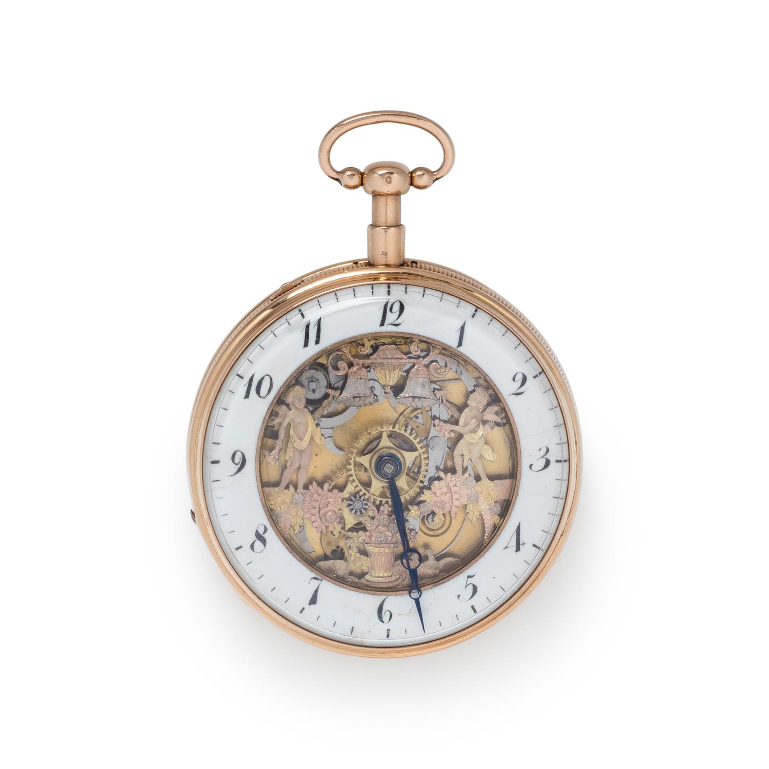 18K PINK GOLD MINUTE REPEATER OPEN FACE POCKET WATCH