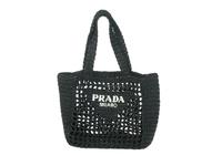 PRADA, BLACK CROCHET TOTE BAG