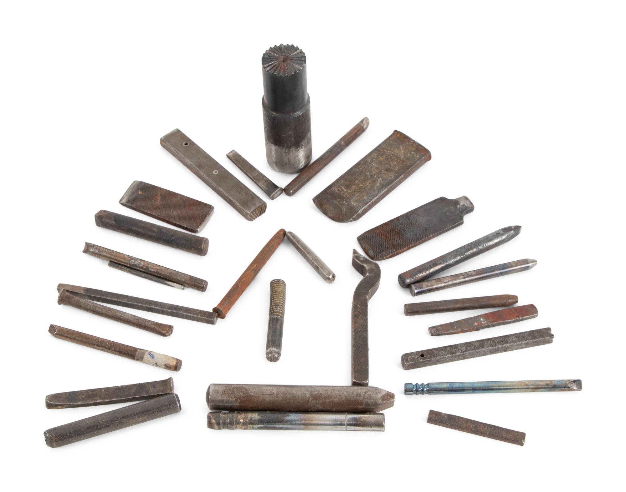 Collection of Jesse Monongya's Personal Silver Stamps and Hand Tools