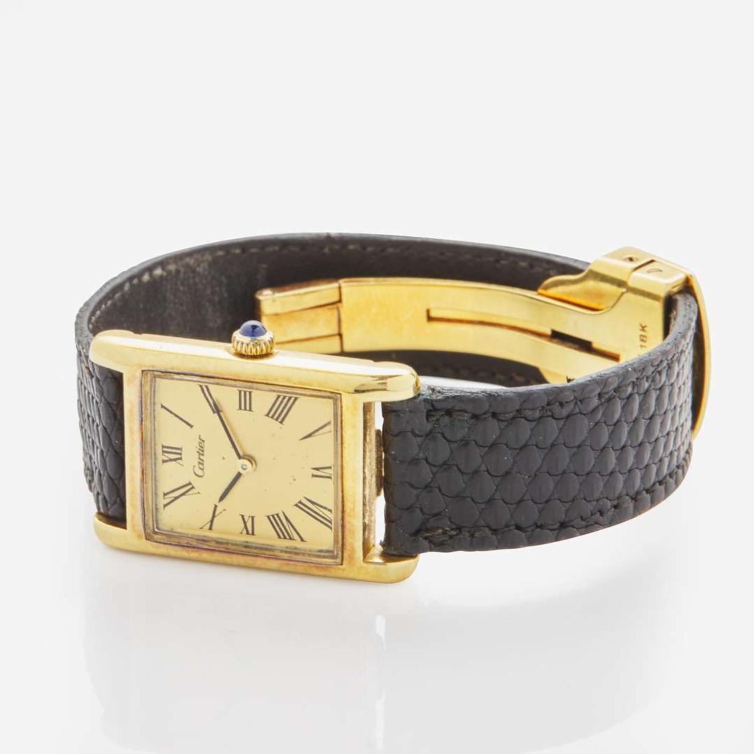Ladies 18K Yellow Gold Cartier Tank Wristwatch Cartier NY, 1971