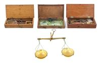 A Group of Four Portable Balance Scales Width of largest balance 6 inches. — LATE 19TH/EARLY 20TH CENTURY