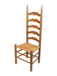 Two Pennsylvania Maple Ladderback Rush-Seat Side Chairs