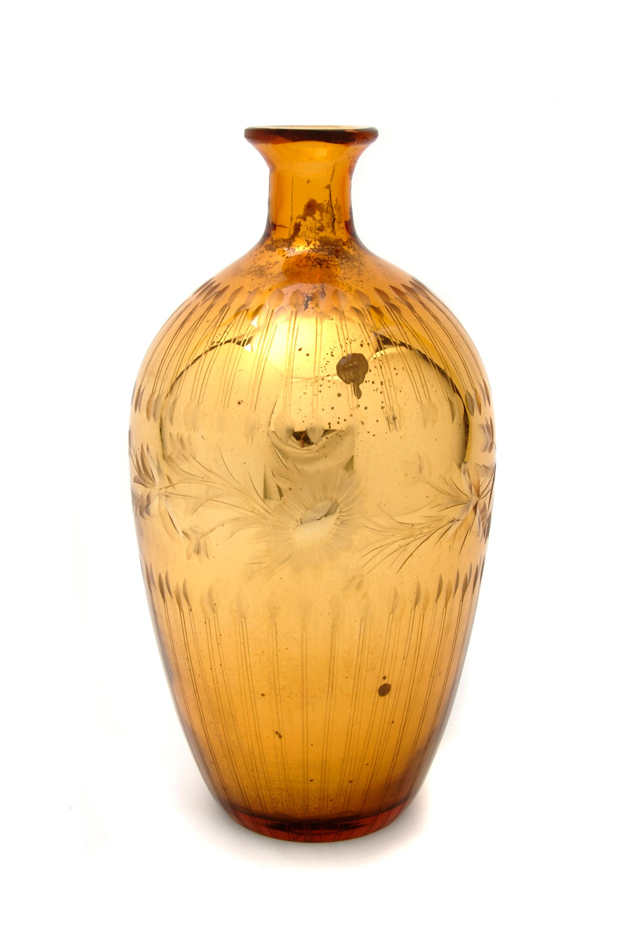 An Etched Glass Vase, Height 12 1/2 inches.