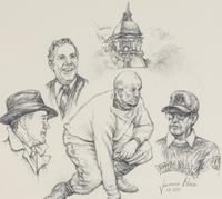 A Group of Notre Dame Artworks Including a Signed Heisman Trophy Lithograph