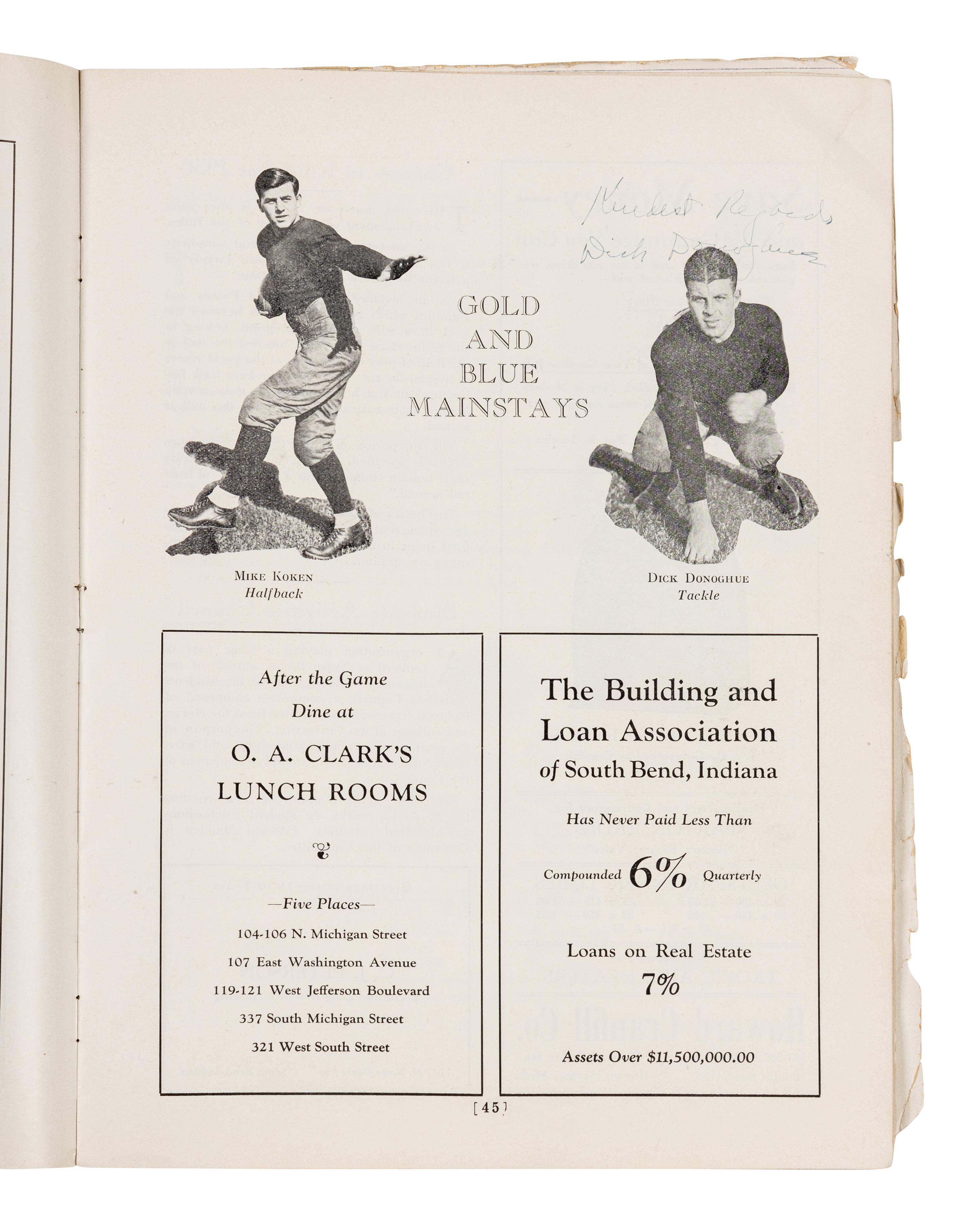 An Original 1930 Opening of Notre Dame Stadium Multi Signed Autograph Football Program Including Knute Rockne (Beckett Authentication Services BAS Letter),