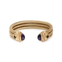 DAVID YURMAN, YELLOW GOLD, AMETHYST AND GREEN TOURMALINE CABLE CUFF BRACELET
