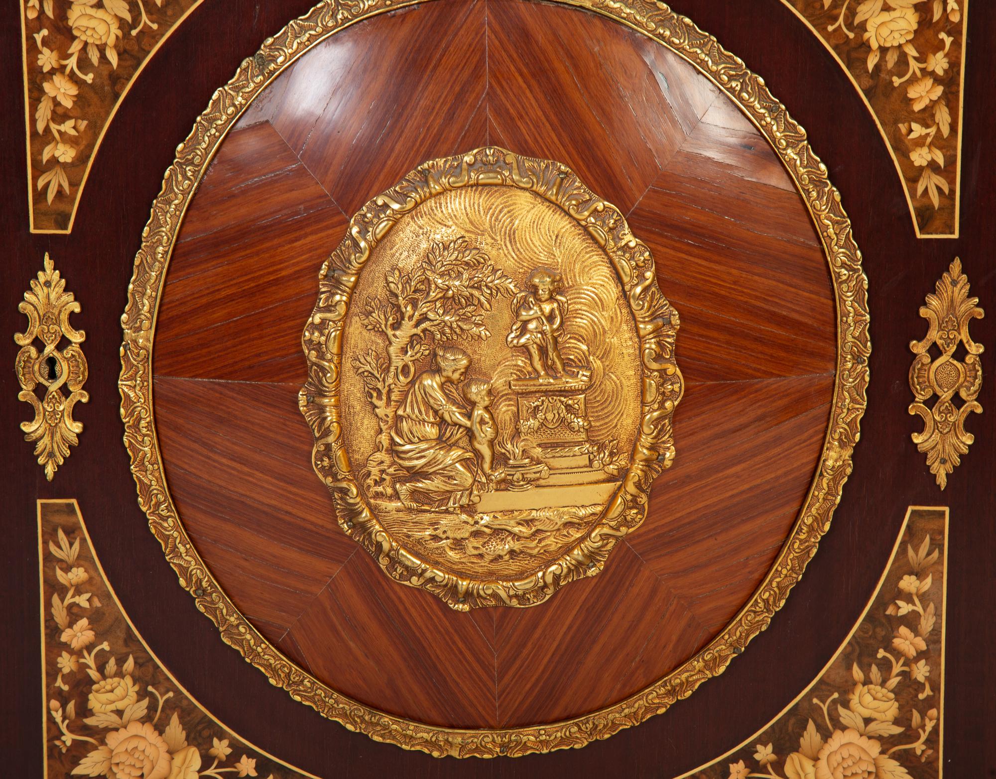 A Napoleon III Style Gilt Metal Mounted Marquetry Marble-Top Cabinet — 20TH CENTURY