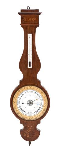 A French Marquetry Inlaid Rosewood and Gilt Bronze Barometer Height 41 inches. — 19TH CENTURY