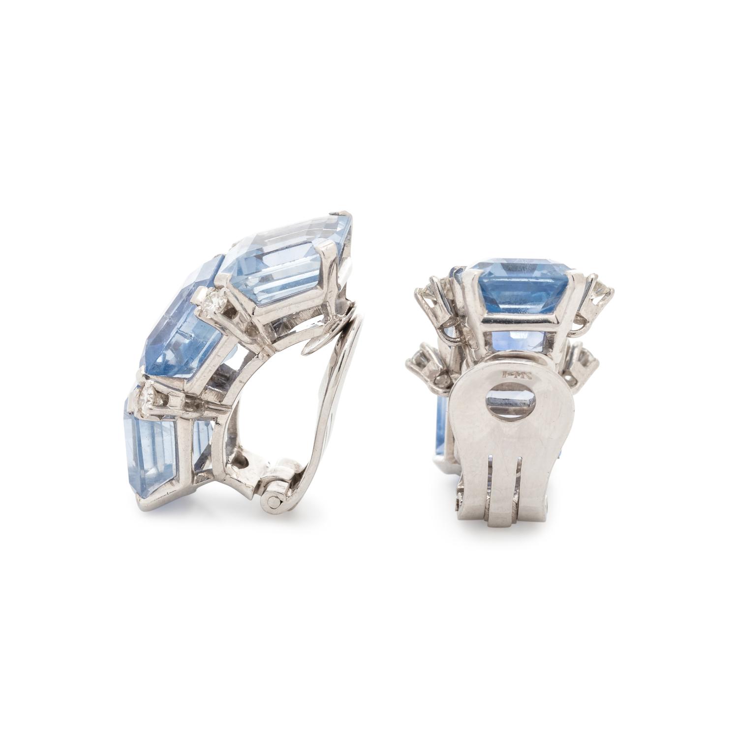 SAPPHIRE AND DIAMOND EARCLIPS