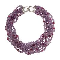 Mish, Amethyst, Tourmaline, and White Gold Bead Necklace
