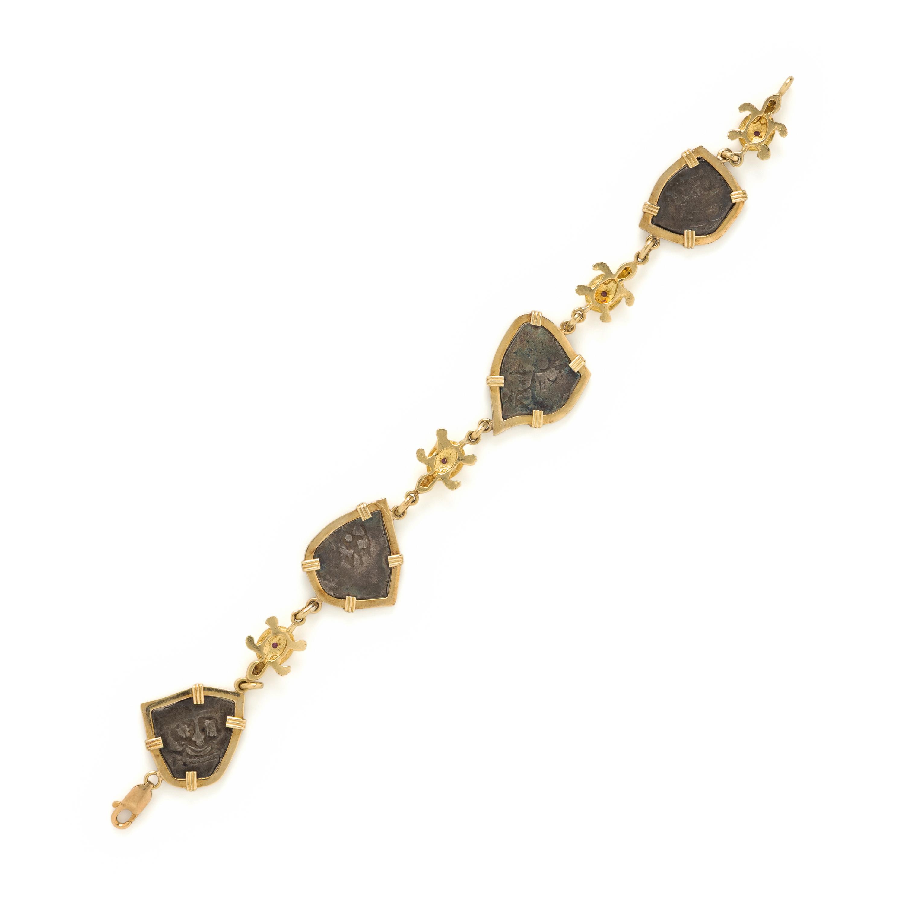 Atocha Coin, Ruby and Yellow Gold Bracelet