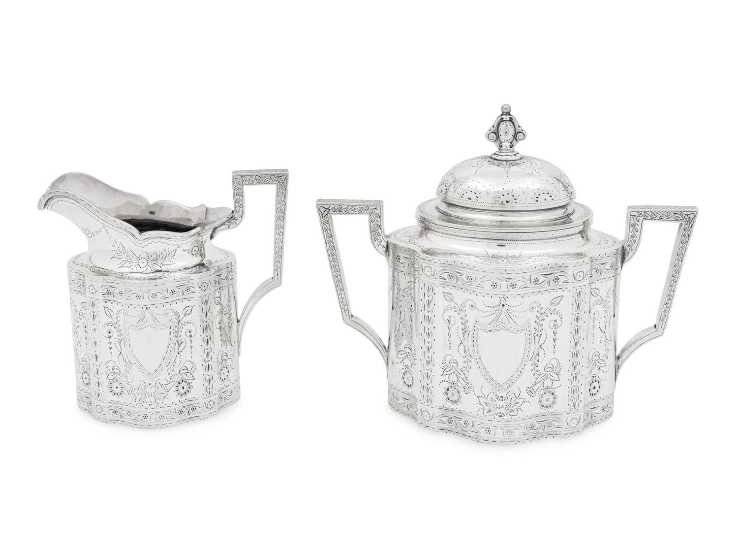An American Silver Creamer and Sugar Set