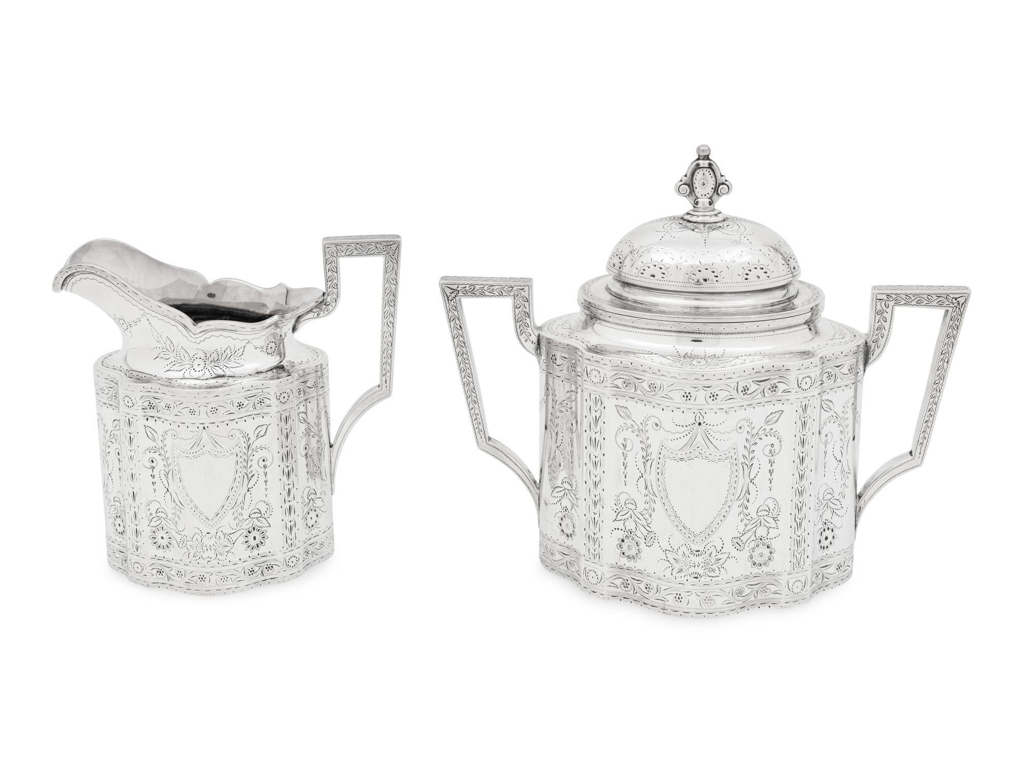 An American Silver Creamer and Sugar Set