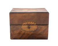 A Regency Mahogany Liquor Box, Height 7 3/4 x width 10 3/4 x depth 7 3/8 inches.
