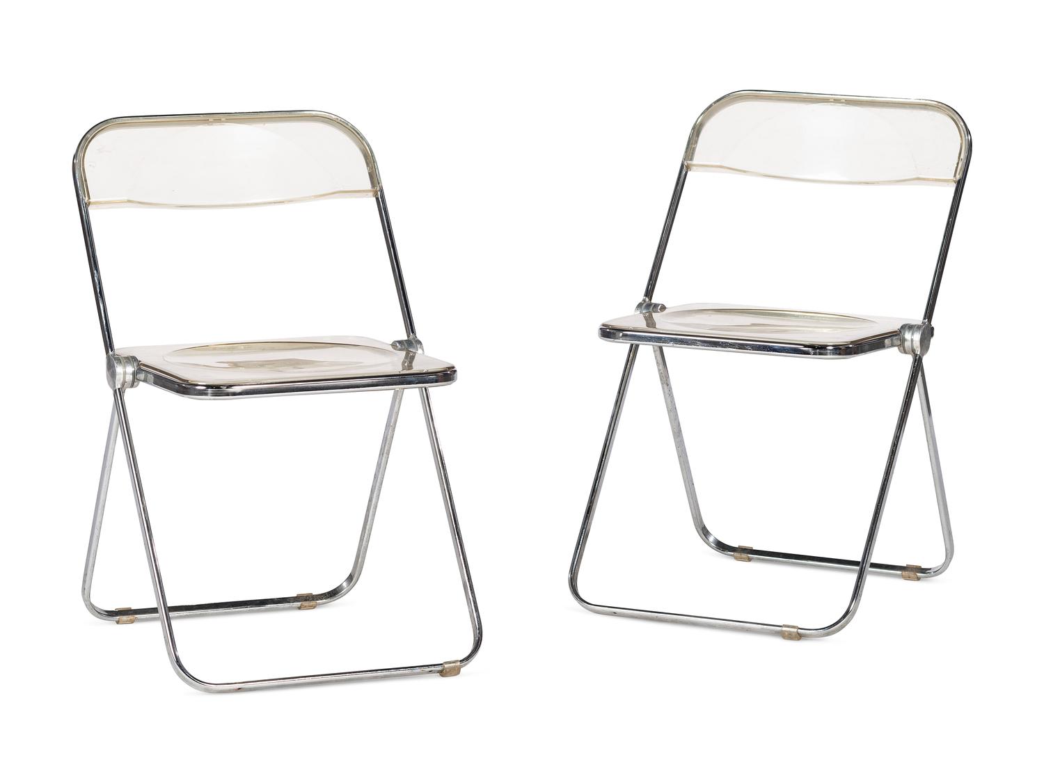 A Pair of Italian Lucite Folding Chairs