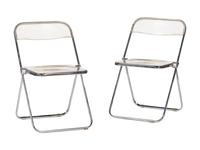 A Pair of Italian Lucite Folding Chairs