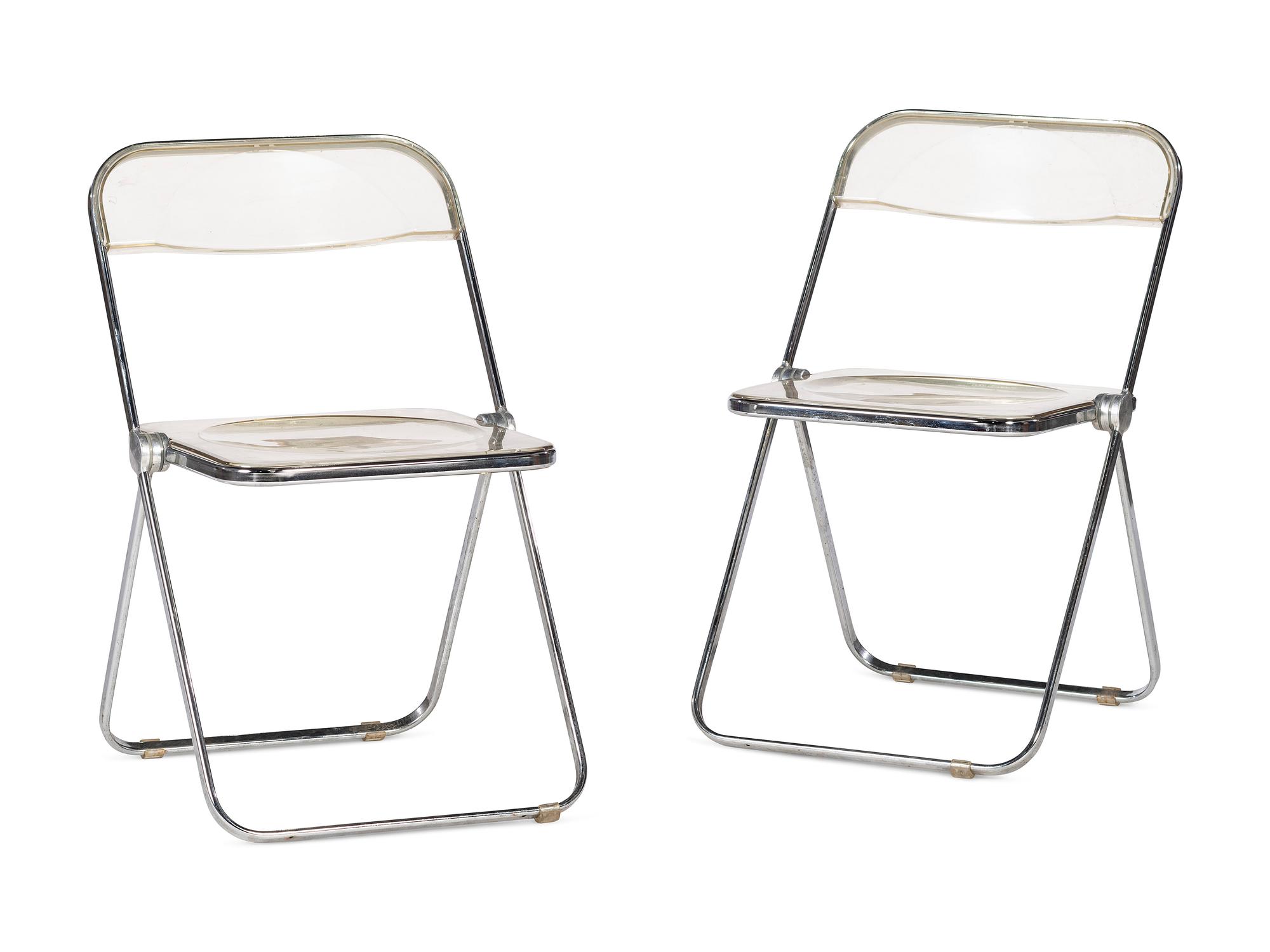 A Pair of Italian Lucite Folding Chairs