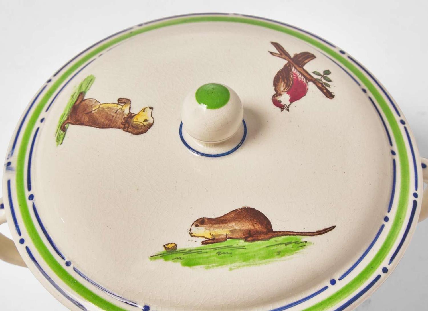 A Wedgwood Queensware Nursery Ware Covered Broth Bowl, UK, 1910s