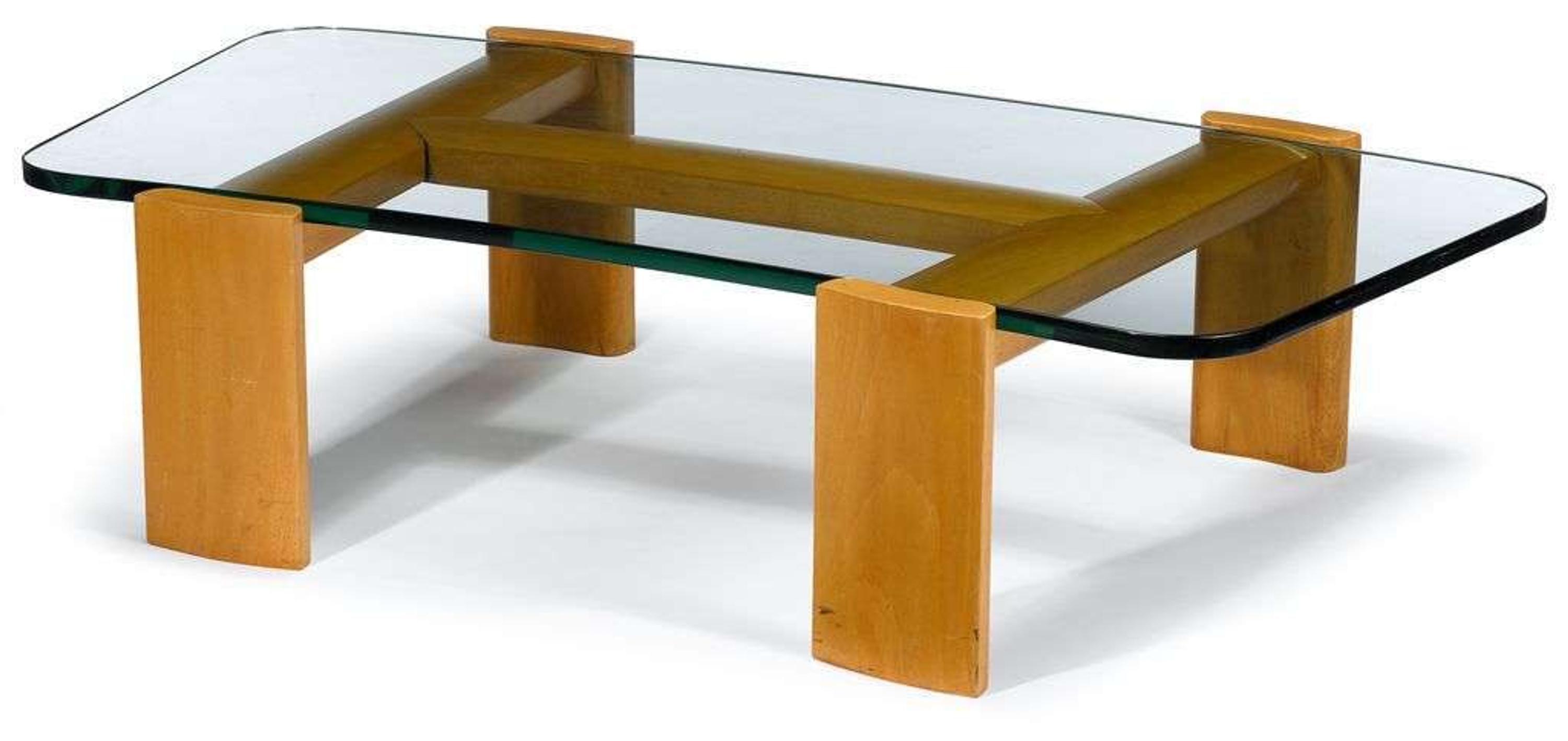 Rock maple and glass top coffee table paul laszlo (1900-1993), circa 1937-8