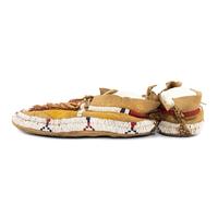 Kiowa Painted and Beaded Hide Moccasins