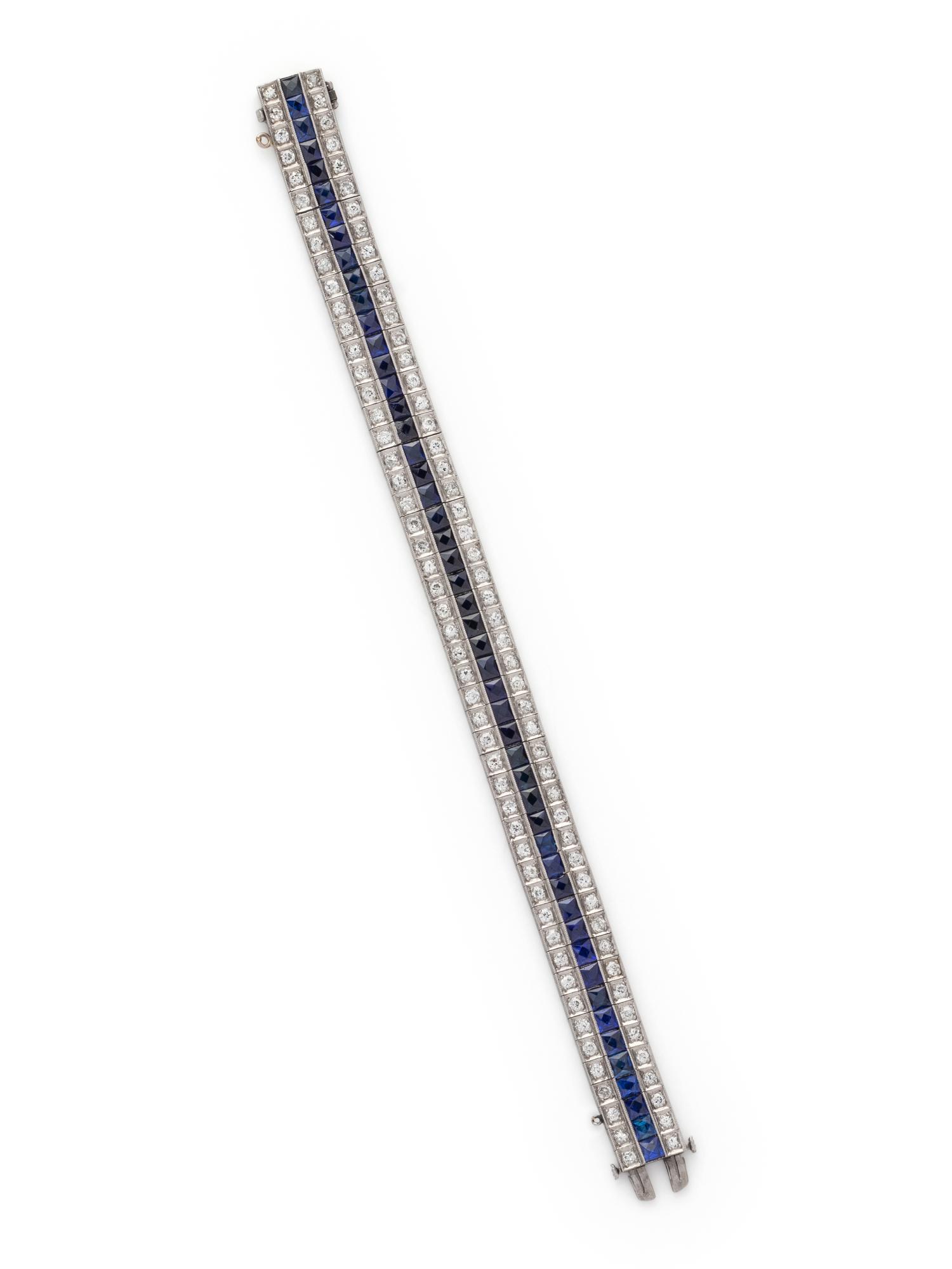 ART DECO, DIAMOND AND SYNTHETIC SAPPHIRE BRACELET