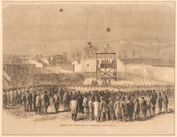 [CIVIL WAR]. 8 framed prints related to Libby Prison, Andersonville, and the trial of Henry Wirz.