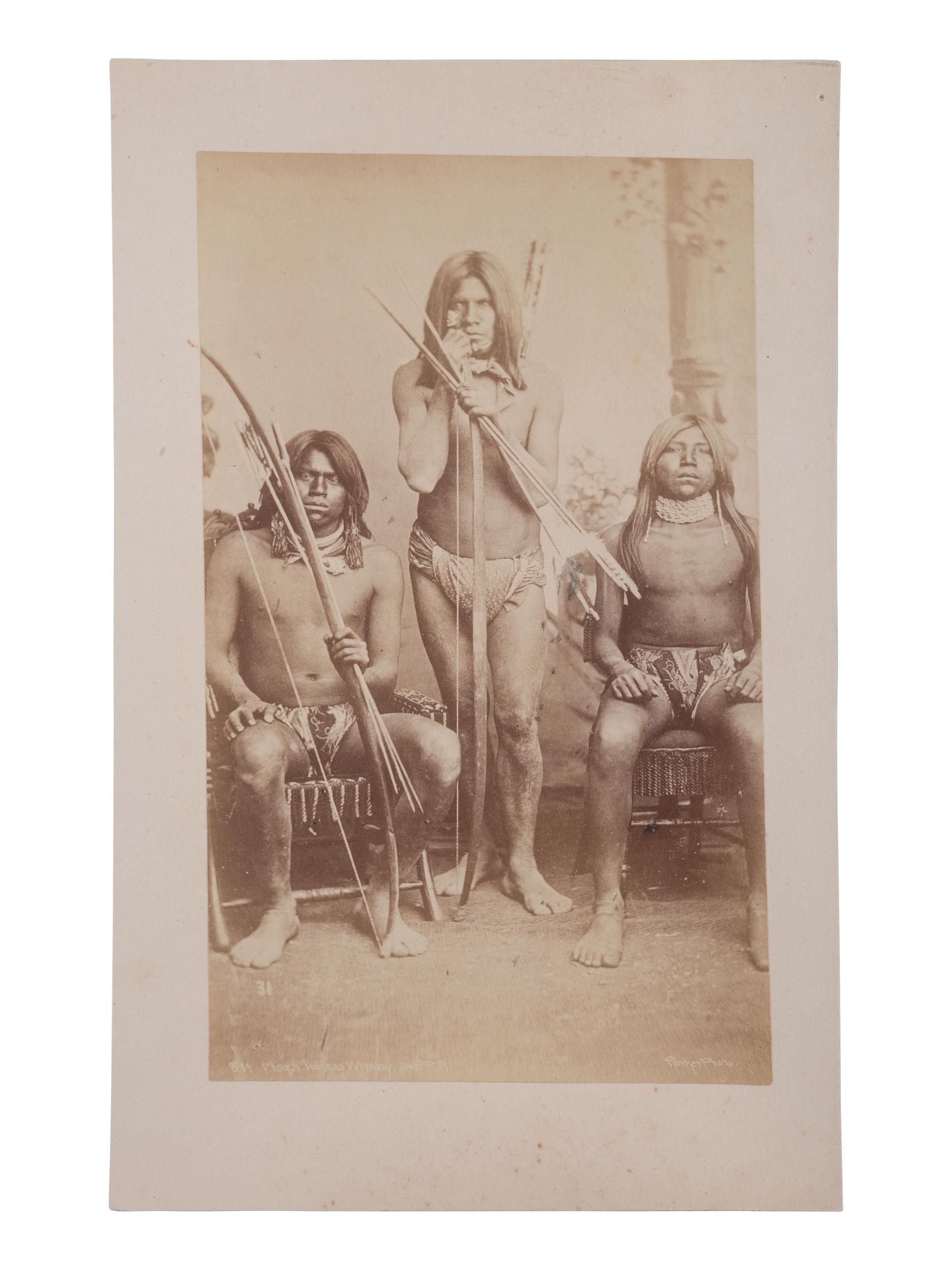 [NATIVE AMERICANS]. 3 photographs of Mojave, Moqui, and Apache subjects.