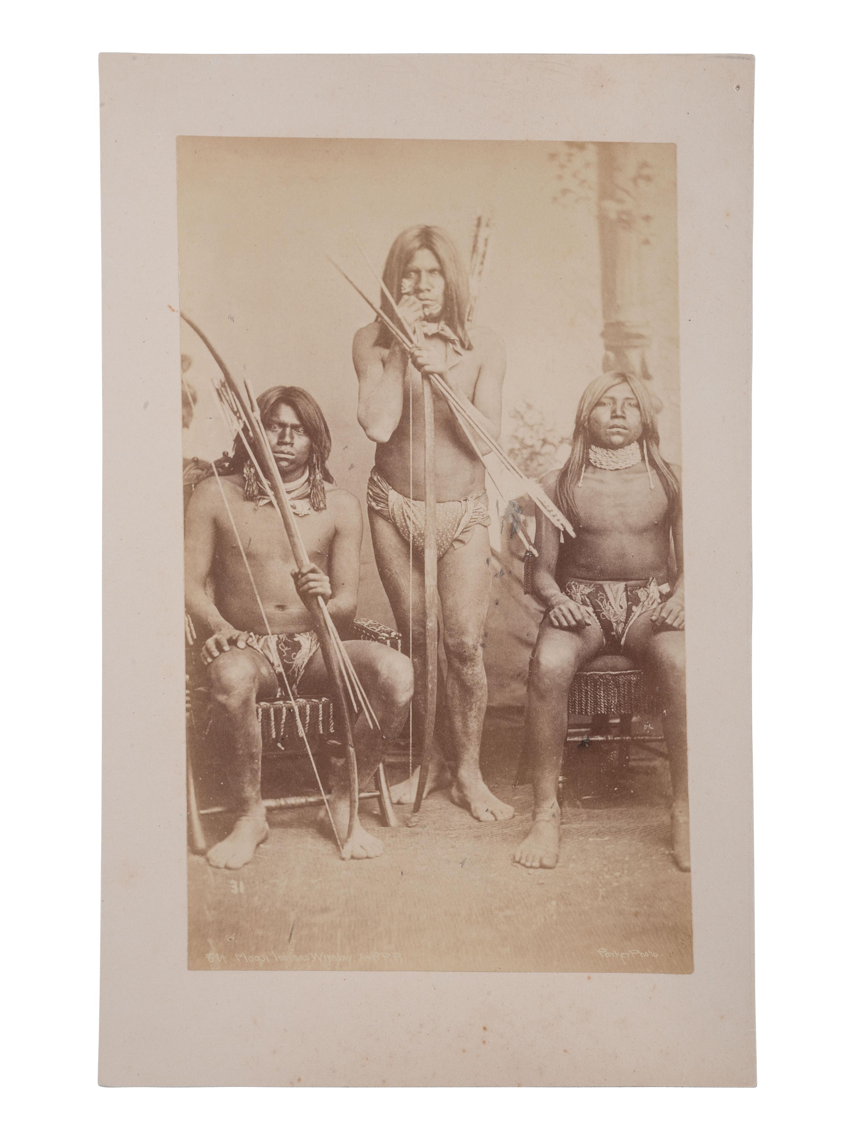 [NATIVE AMERICANS]. 3 photographs of Mojave, Moqui, and Apache subjects.