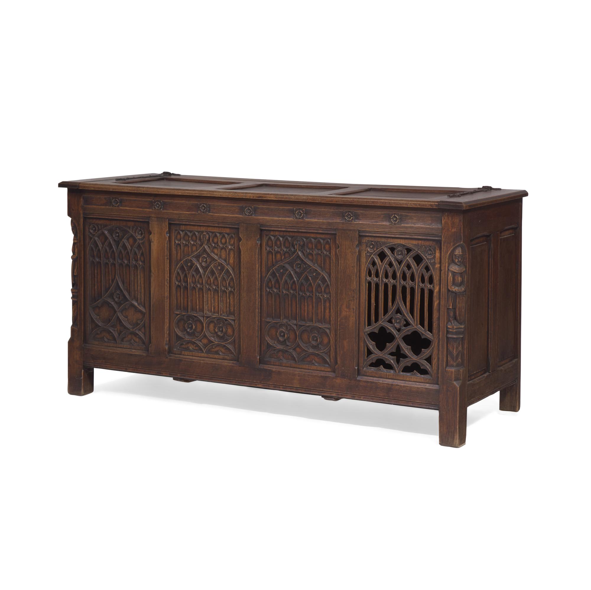 A Tudor Revival Oak Chest